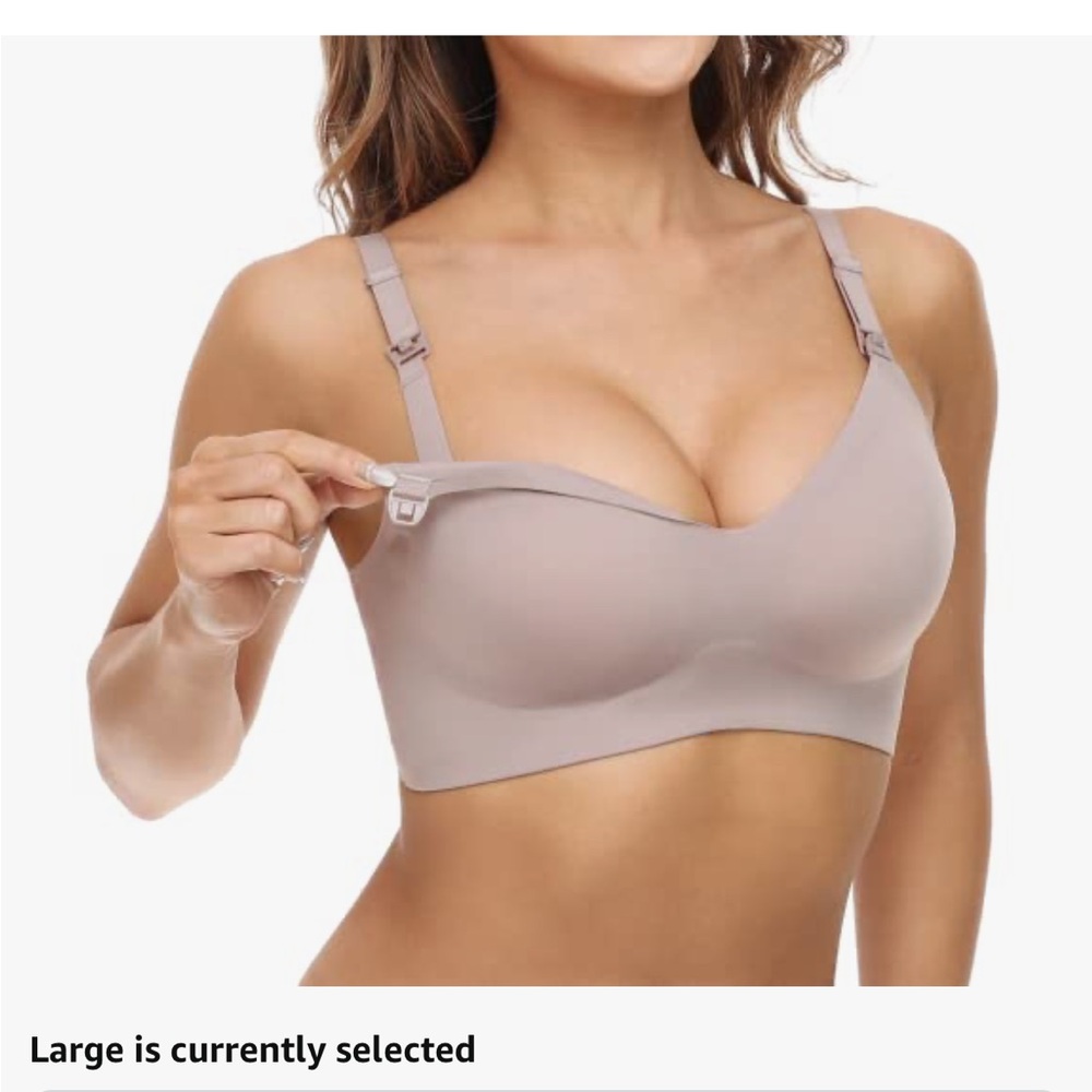 Tan Wireless Nursing Bra with Clip-Down Feature
